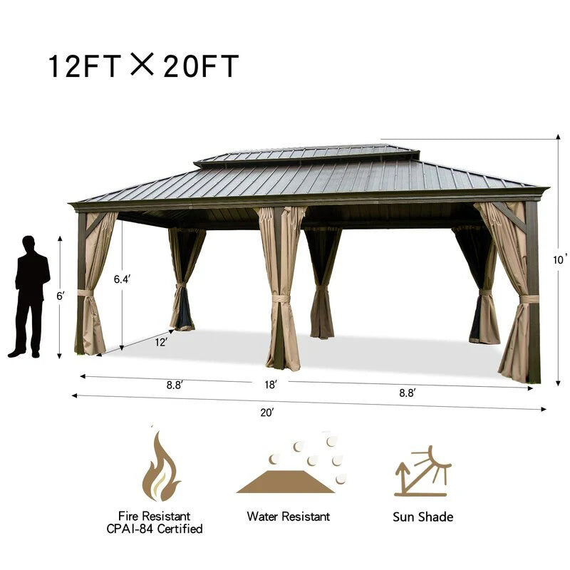 Calaro 19.5 Ft. W x 11 Ft. D Galvanized Steel Patio Gazebo - image 4