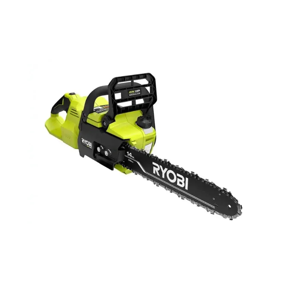 Ryobi 18′′ 40V Cordless Chainsaw Kit with Battery & Charger, Green - image 1