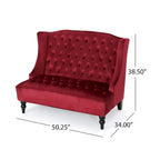 Christopher Knight Home Leora Contemporary Glam Tufted Velvet Wingback Loveseat - image 24