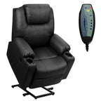 Electric Power Lift Recliner, Leather Massage Reclining Sofa, Elderly Lift Chair with Lumbar Heating & 8 Vibrating Nodes, Cup Holder, USB Port - image 14