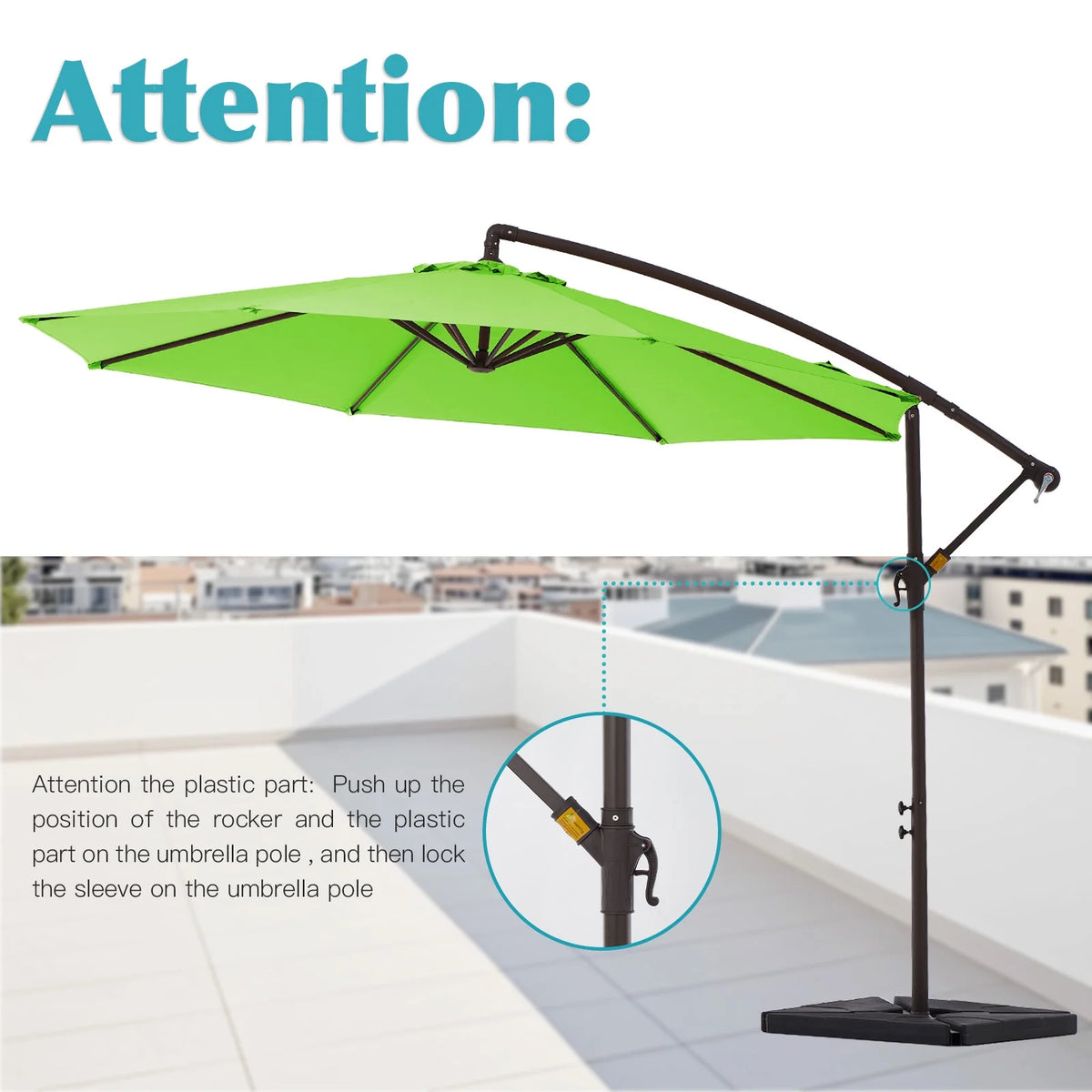 JUSTLET 10ft Heavy Duty Patio Hanging Offset Cantilever Patio Umbrella W/ 4-Piece Base Included Included, Beige - image 64