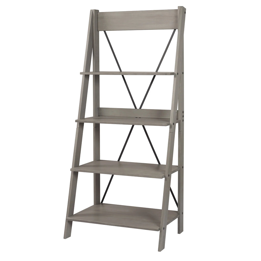 Walker Edison Solid Wood 4-Shelf Ladder Bookshelf, Brown - image 27