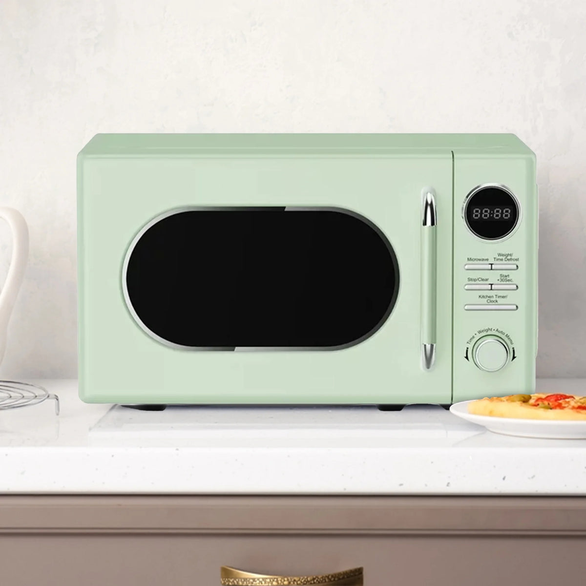 Open Box Magic Chef 0.7 Cubic Feet 700 Watt Classic Retro Microwave, Green - image 5