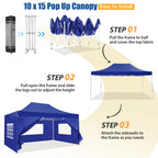 Hoteel 10x15 Heavy Duty Canopy Tent with 4 Sidewalls,Pop up Canopy for Parties Wedding,Commercial Easy up Gazebo with Roller Bag,UV 50+ &,Black - image 25