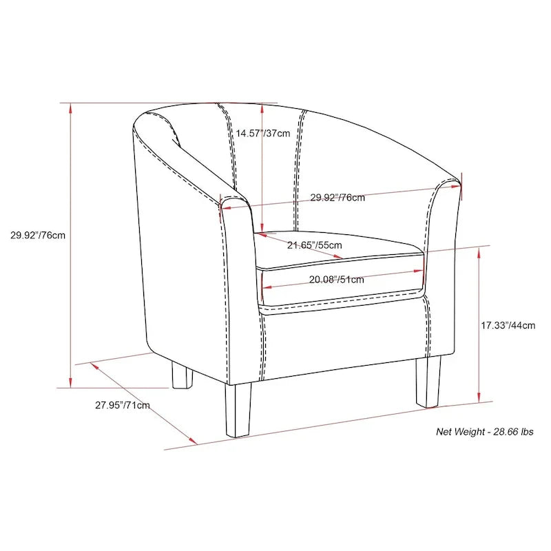 Modern Tub Accent Chair with Upholstered Seat and Wooden Legs - image 15