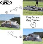 UNP Camping Tent 10-Person-Family Tents, Parties, Music Festival Tent, Big, Easy Up, 5 Large Mesh Windows, Double Layer, 2 Room, Waterproof, Weather Resistant, 18ft x 9ft x78in - image 44