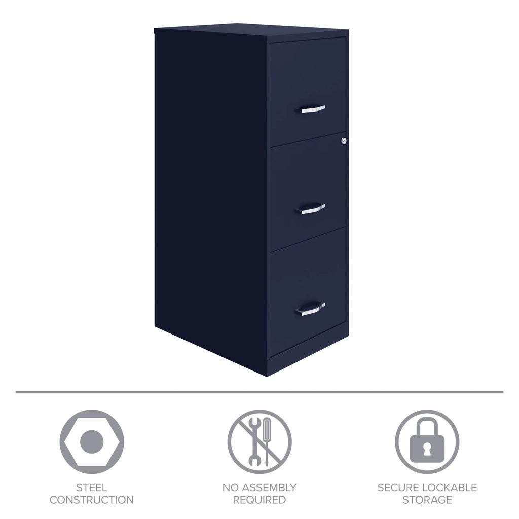 Space Solutions 18" Deep 3 Drawer Smart Letter Width Vertical File Cabinet, Navy - image 6
