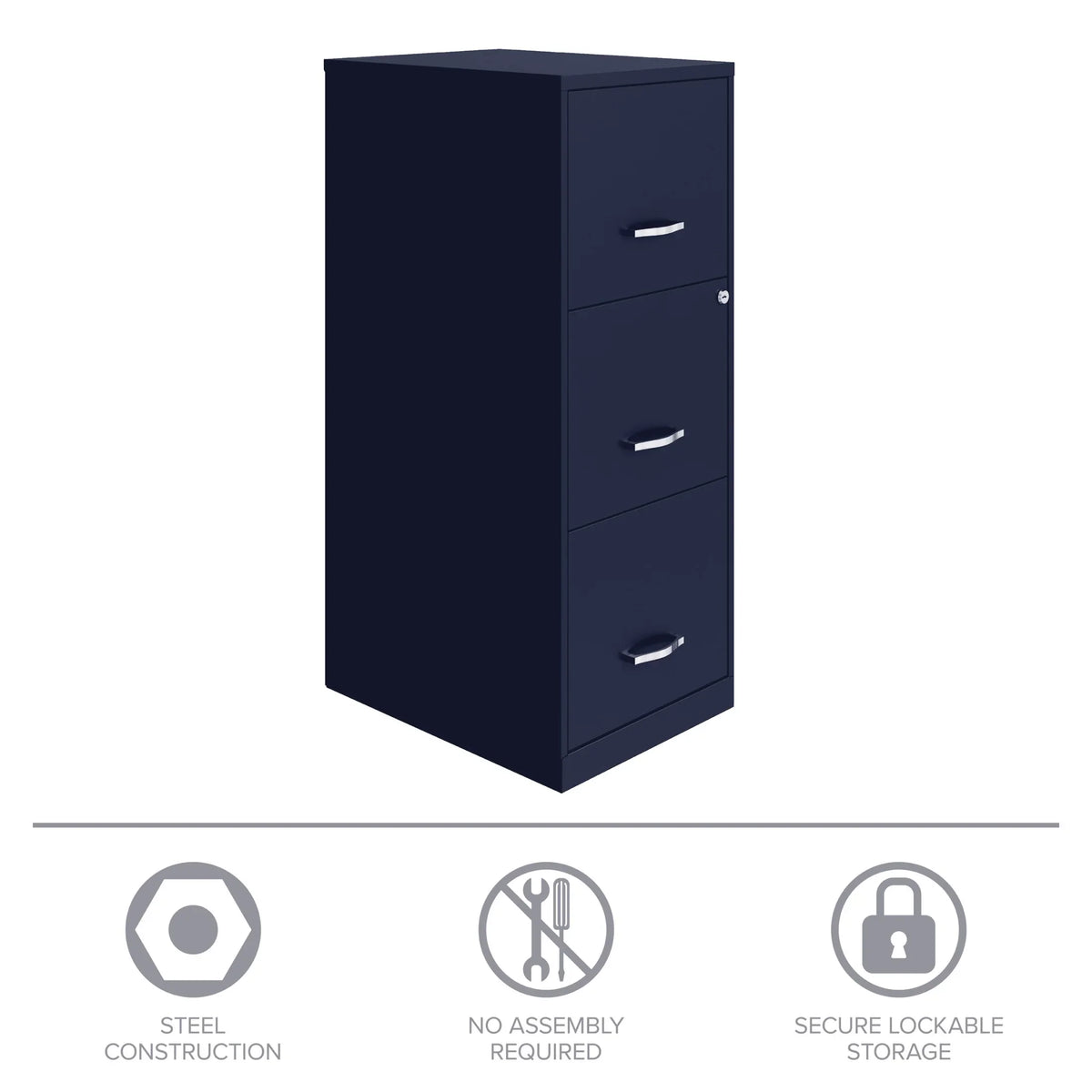 Space Solutions 18" Deep 3 Drawer Smart Letter Width Vertical File Cabinet, Navy - image 6
