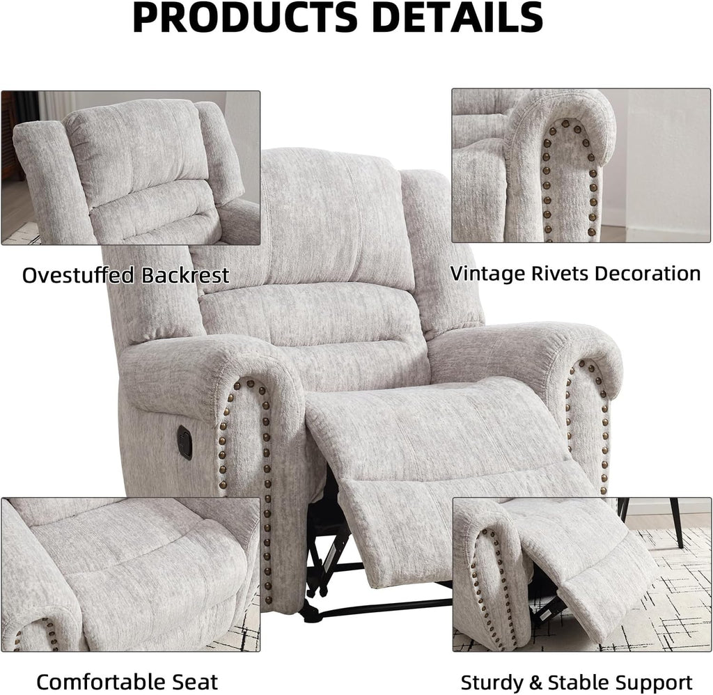 CANMOV Leather Recliner Chair, Classic and Traditional Manual Recliner Chair with Comfortable Arms and Back Single Sofa for Living Room, Nut Brown - image 18