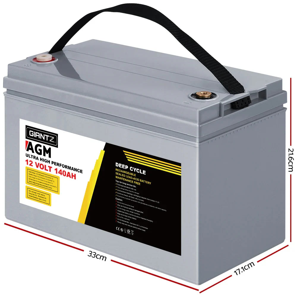 Giantz AGM Deep Cycle Battery 12V 140Ah Box Portable Solar Caravan Camping - image 2