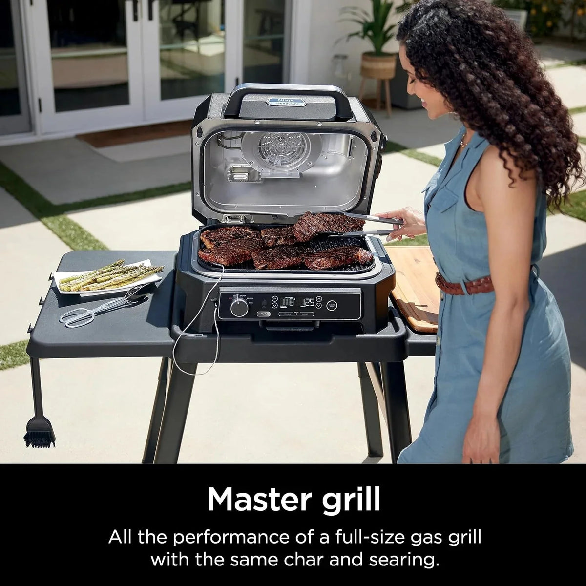 7-in-1 Grill & Smoker with Thermometer, Air Fryer, BBQ, Bake, Roast, Broil - Portable Electric Outdoor Grill, Grey - image 5