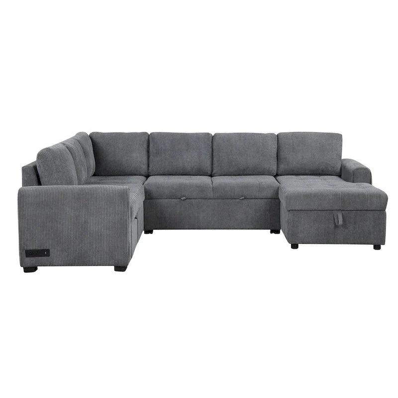 Roomfitters U-Shaped Sectional Sofa with Pull-Out Bed, Storage Chaise Lounge, and Integrated Charging Ports for Living Room - image 11