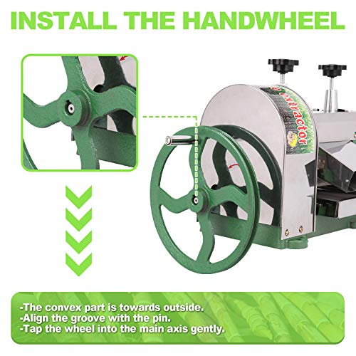 TRY YEAN Manual Sugarcane Juice Machine, Professional Stainless Steel Sugar Cane Juicer, 110LBS Output per Hour with 2 Inch Large Inlet Extractor, Handwheel Sugar Canes Squeezer for Commercial Home: Home & Kitchen - image 9