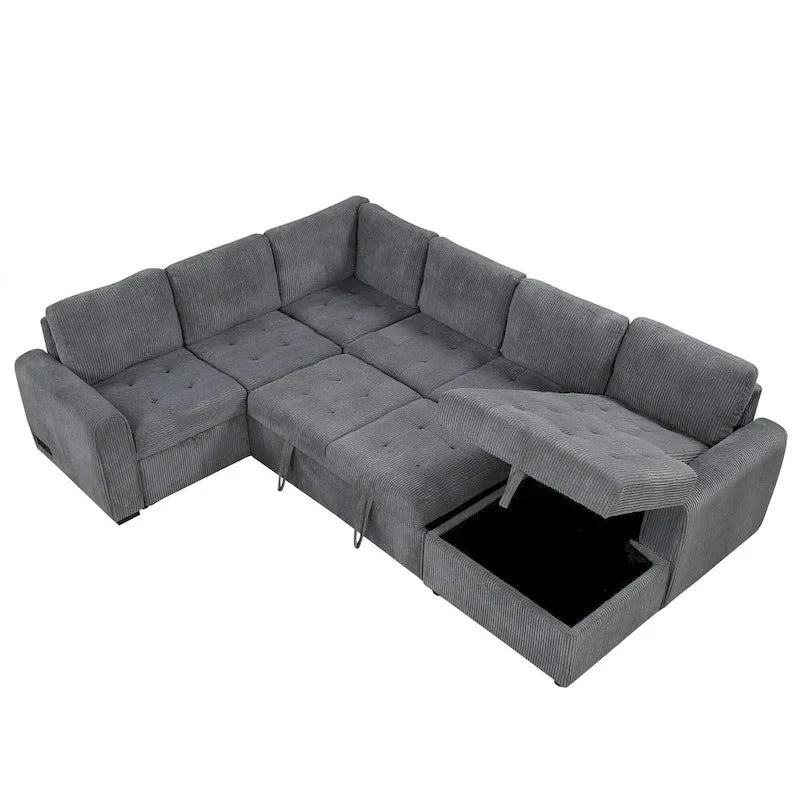 Roomfitters U-Shaped Sectional Sofa with Pull-Out Bed, Storage Chaise Lounge, and Integrated Charging Ports for Living Room - image 22