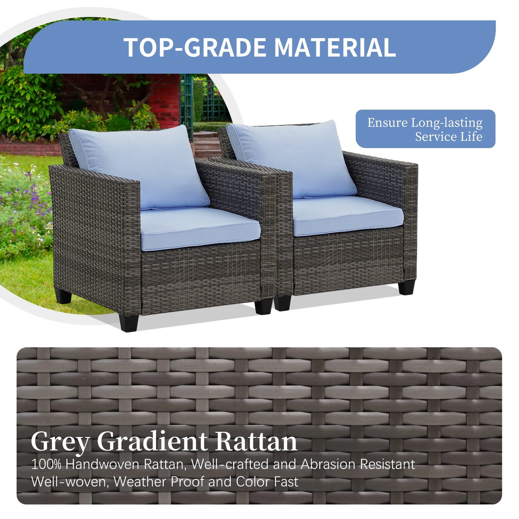 Ainfox 7 Pcs Outdoor Patio Furniture Sofa Set on Sale, Grey Rattan Grey Cushion - image 47