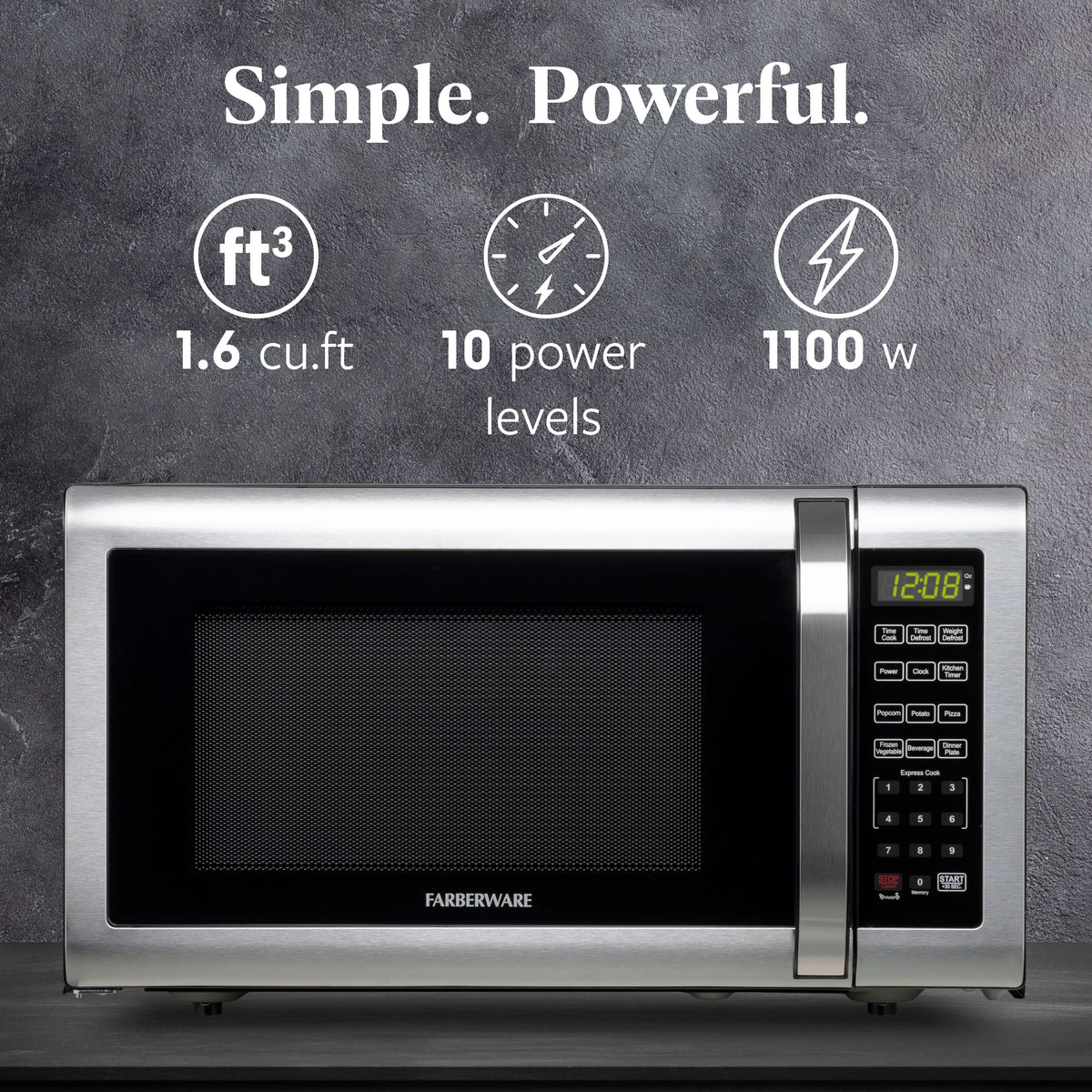 Farberware FMGZ09BKA 0.9 Cu. Ft. Microwave Oven, 900W, Digital Control, LED Display, 6 Cooking Presets, Black - image 32