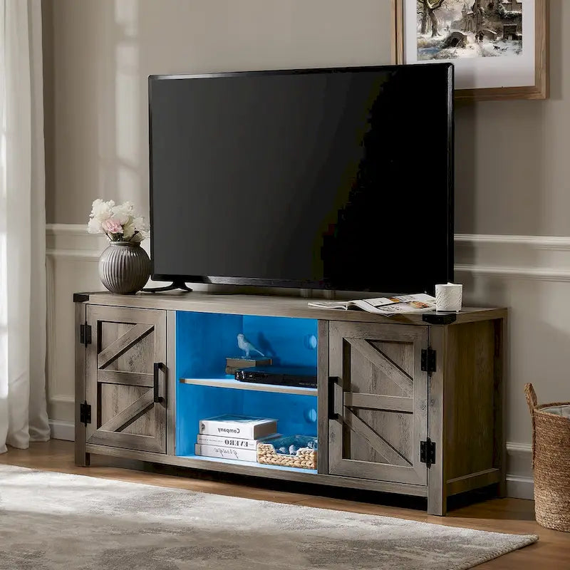 Rustic Farmhouse Barndoor TV Stand - Entertainment Center for TVs up to 70 Inches - image 32