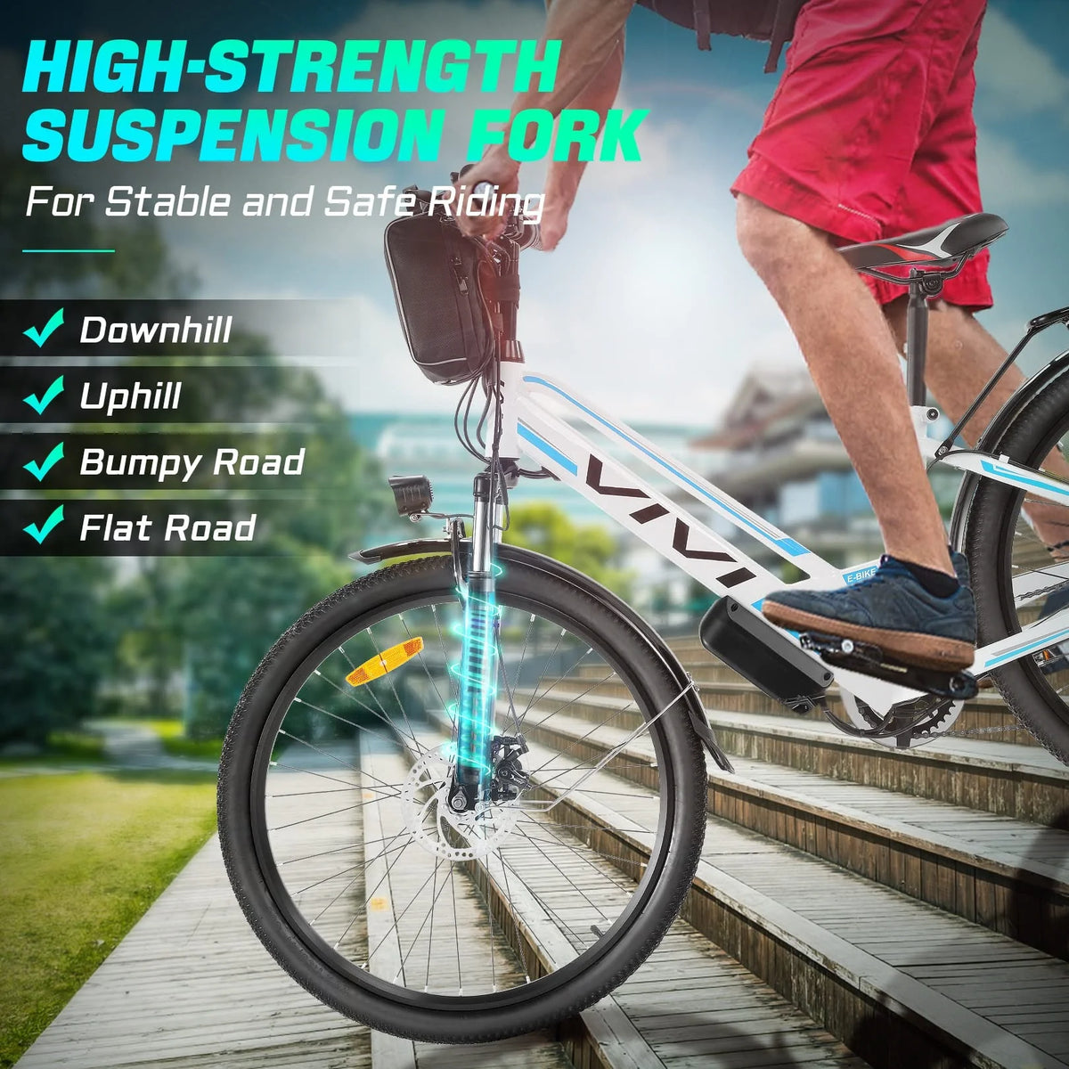 Vivi Electric Bike 26" City Commuter Electric Bike 48V 500W Step - Through Electric Bike 19.8MPH Electric Cruiser - image 33