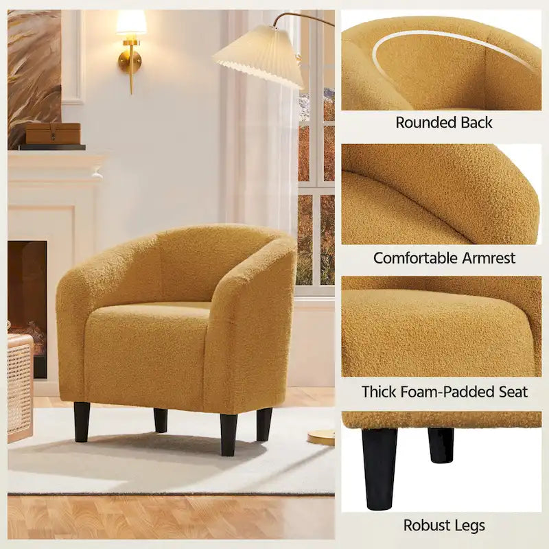 Yaheetech Club Chair Accent Barrel Chair Upholstered Arm Chair - image 36