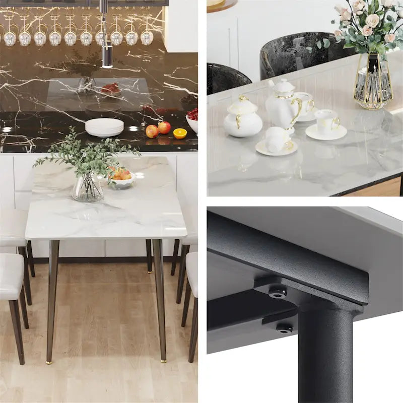 Contemporary Kitchen Table with Metal Frame and Sintered Stone Top - image 15