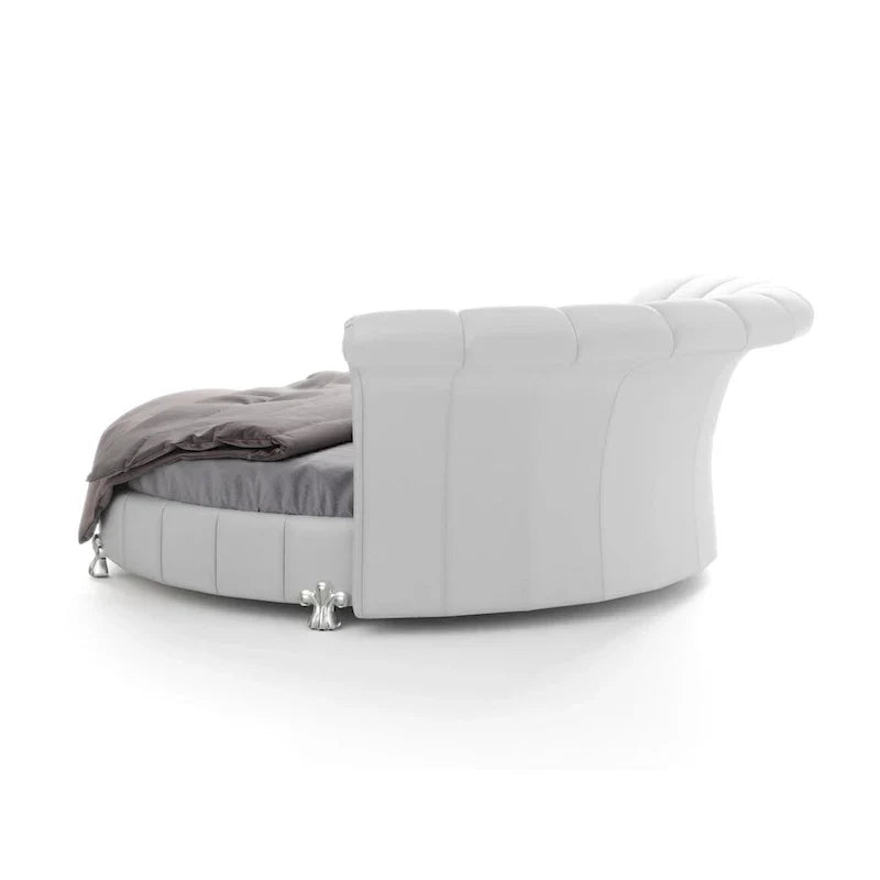 Sofacraft White Faux Leather Venetian Round King Bed - image 5