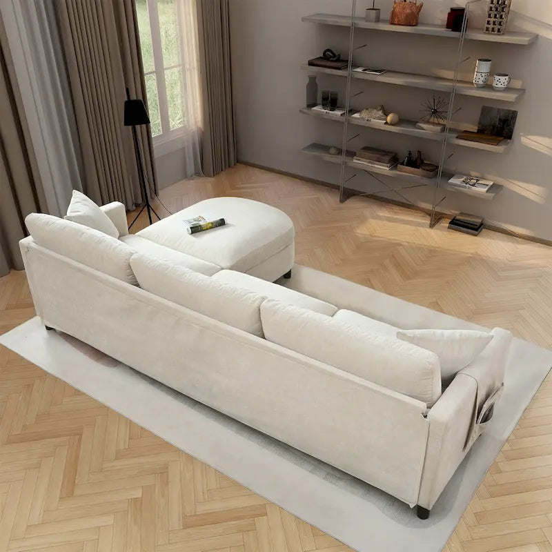 107.87" Sectional Sofa with Removable Seat and Back Cushions, Includes 1 Ottoman - image 5