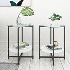 Black 2-Piece Tempered Glass End Table Set - Round Coffee Table for Bedroom, Living Room, and Office - image 8