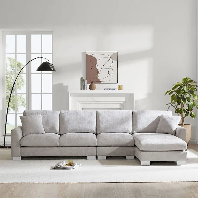 Spacious L-Shaped Chenille Sectional Sofa with Chaise Lounge for Living Room, Apartment, or Office - image 1