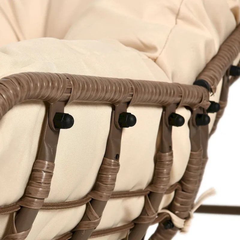 Moasis Oversized Outdoor Papasan Rocking Chair with Cushion - Patio Basket Chair - image 6