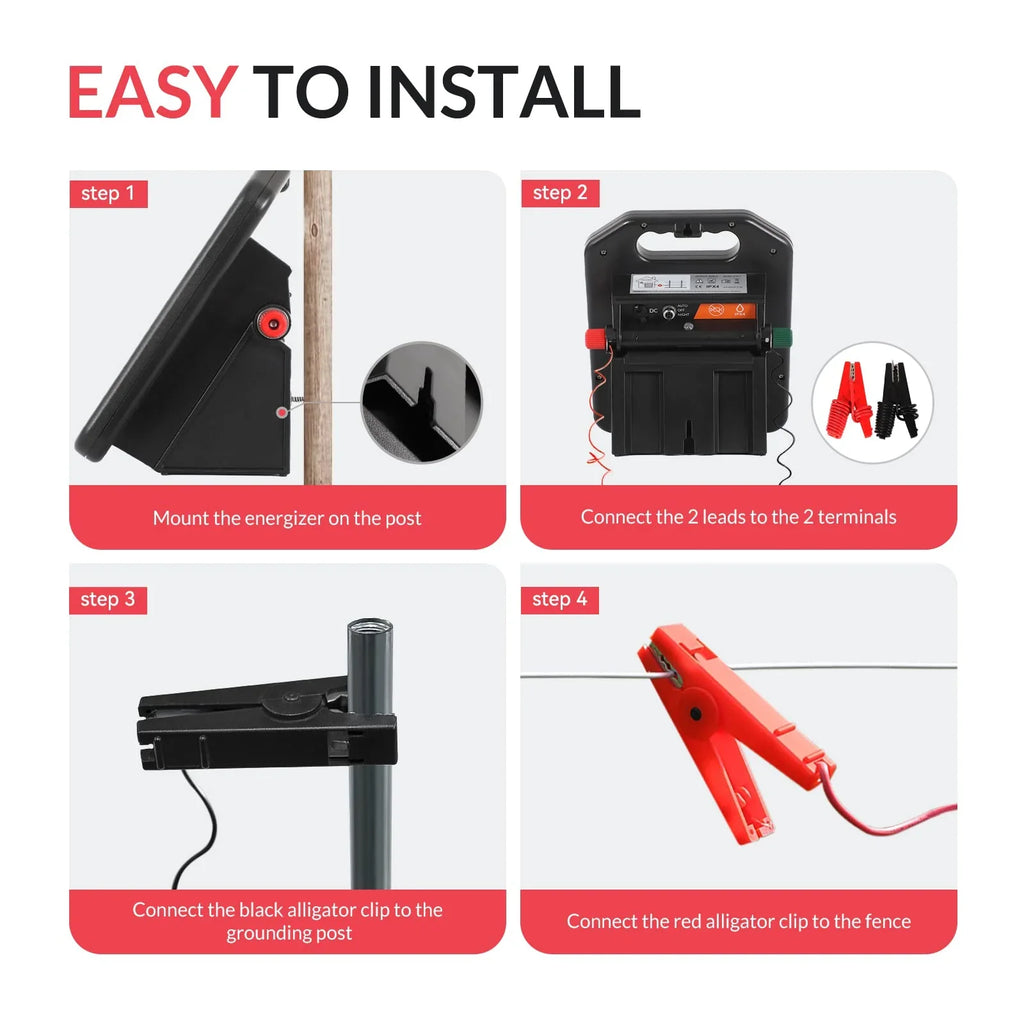 Andmon 10 Miles Solar Electric Fence Charger with Day or Night Mode - image 5