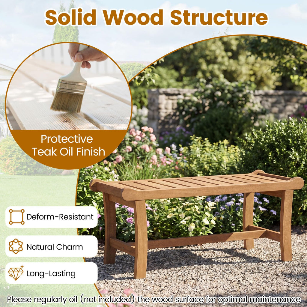 Tangkula 41.5" Patio Backless Bench with Slatted Seat - image 6