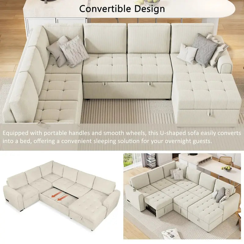 Roomfitters U-Shaped Sectional Sofa with Pull-Out Bed, Storage Chaise Lounge, and Integrated Charging Ports for Living Room - image 25