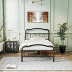 Sturdy 18-Inch High Steel Tube Iron Bed with Double Wave Headboard and Footboard - image 3