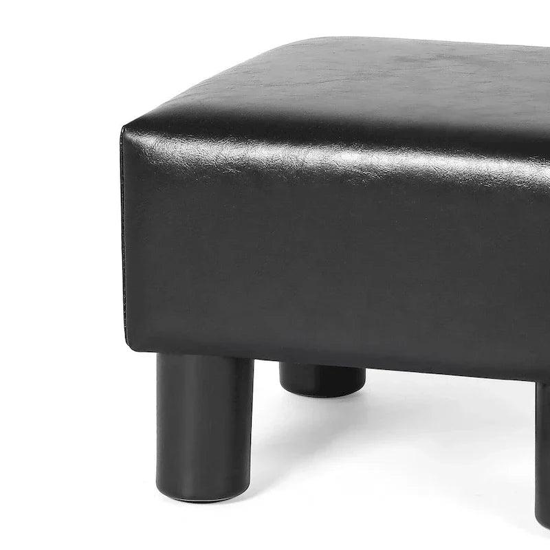 Square Footrest Stool with Upholstered Seat and Wooden Legs - image 20
