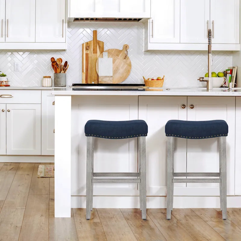 Set of 2 Jameson Gray Upholstered Polyester 29-Inch Bar Stools - image 4