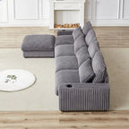 126W Large L-Shaped Corduroy Sofa with USB Charging Port - image 27