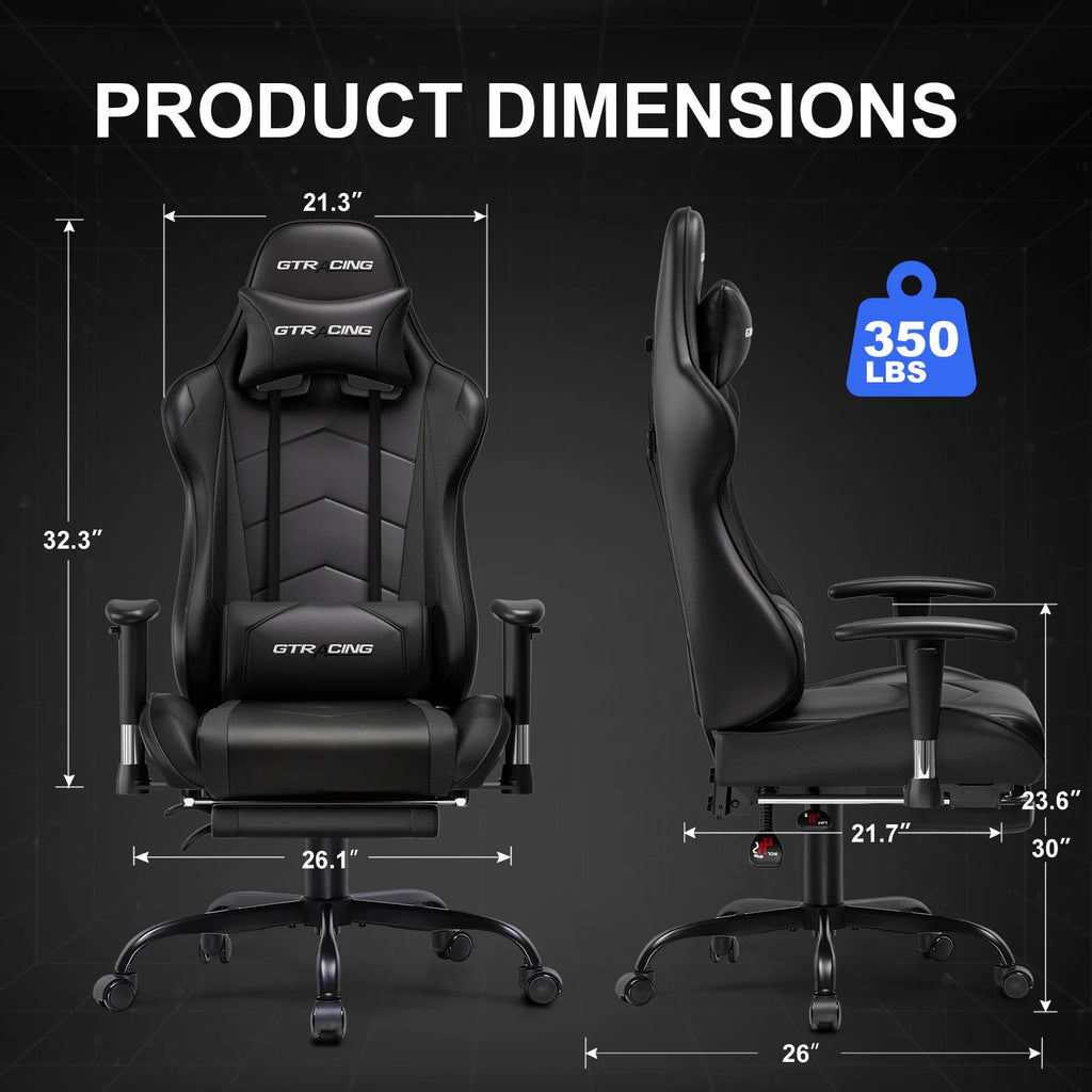 GTRACING Gaming Chair, Ergonomic Office Desk Chair with Lumbar Support, PU Leather, Footrest & Adjustable Headrest, Red - image 55