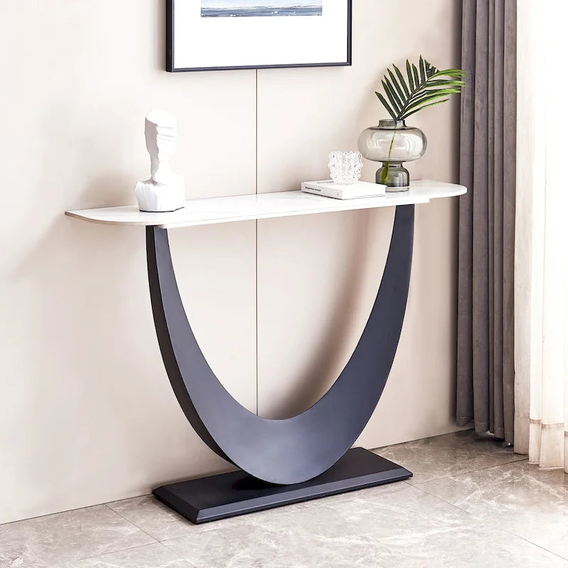 Contemporary Console Table with Elegant Design, Metal Frame, and Adjustable Foot Pads for Entryway - image 1