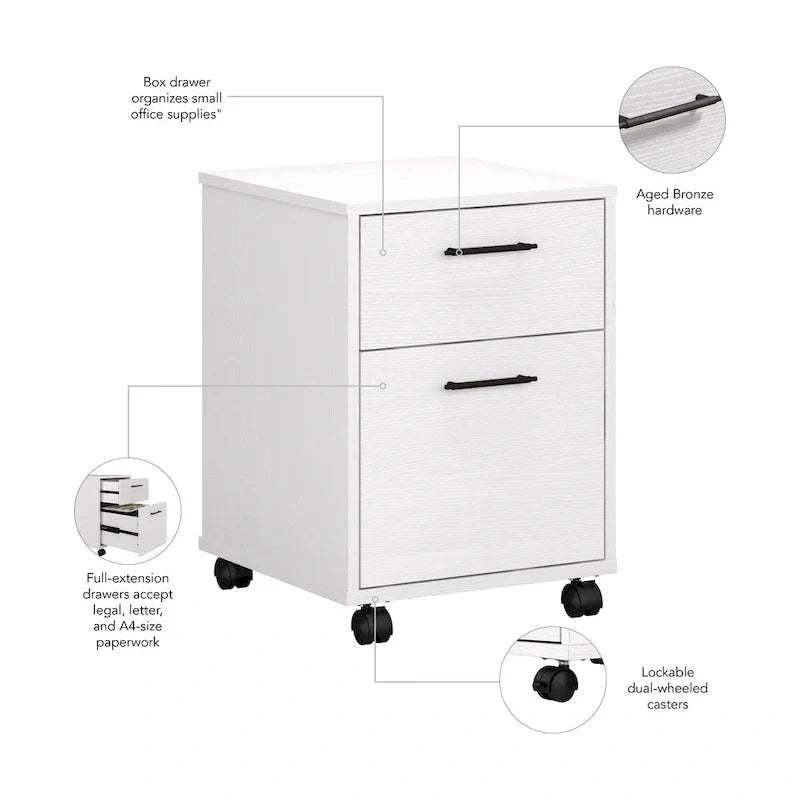Bush Furniture Key West Mobile File Cabinet with 2 Drawers - image 3