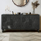 Large Floral Carved Storage Cabinet - Sideboard Buffet - image 28