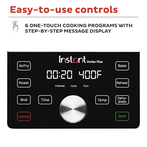 Instant Pot Vortex Plus 6QT XL Air Fryer, 6 in 1, Broils, Dehydrates, Crisps, Roasts, Reheats, Bakes for Quick Easy Meals, 100 In App Recipes, Dishwasher Safe, from the Makers of Instant Pot, Black : Home & Kitchen - image 5