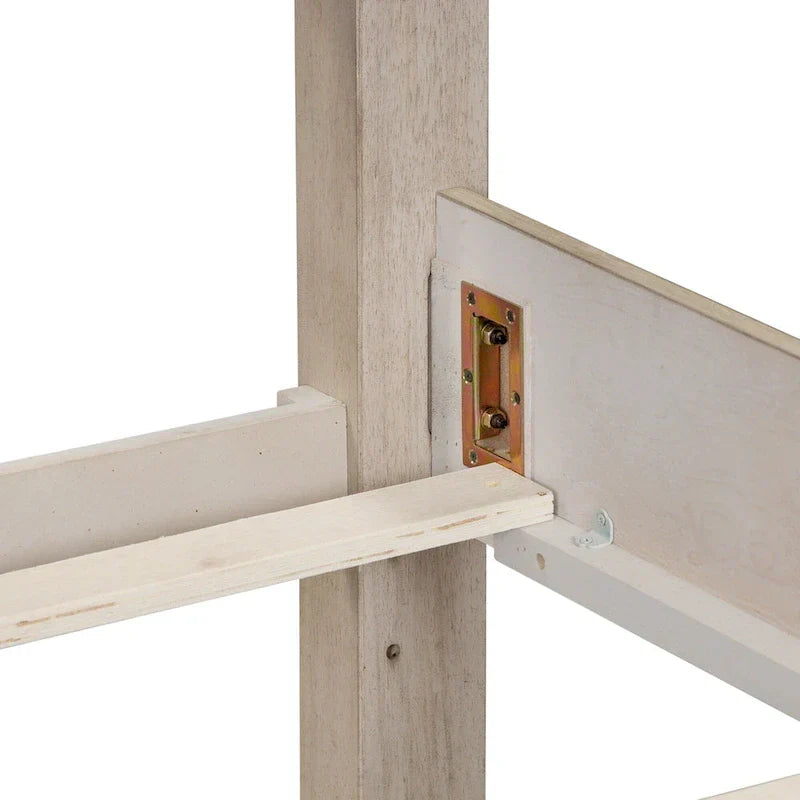 Farmhouse Panel Bed with Wooden Frame and Slat Support - image 3