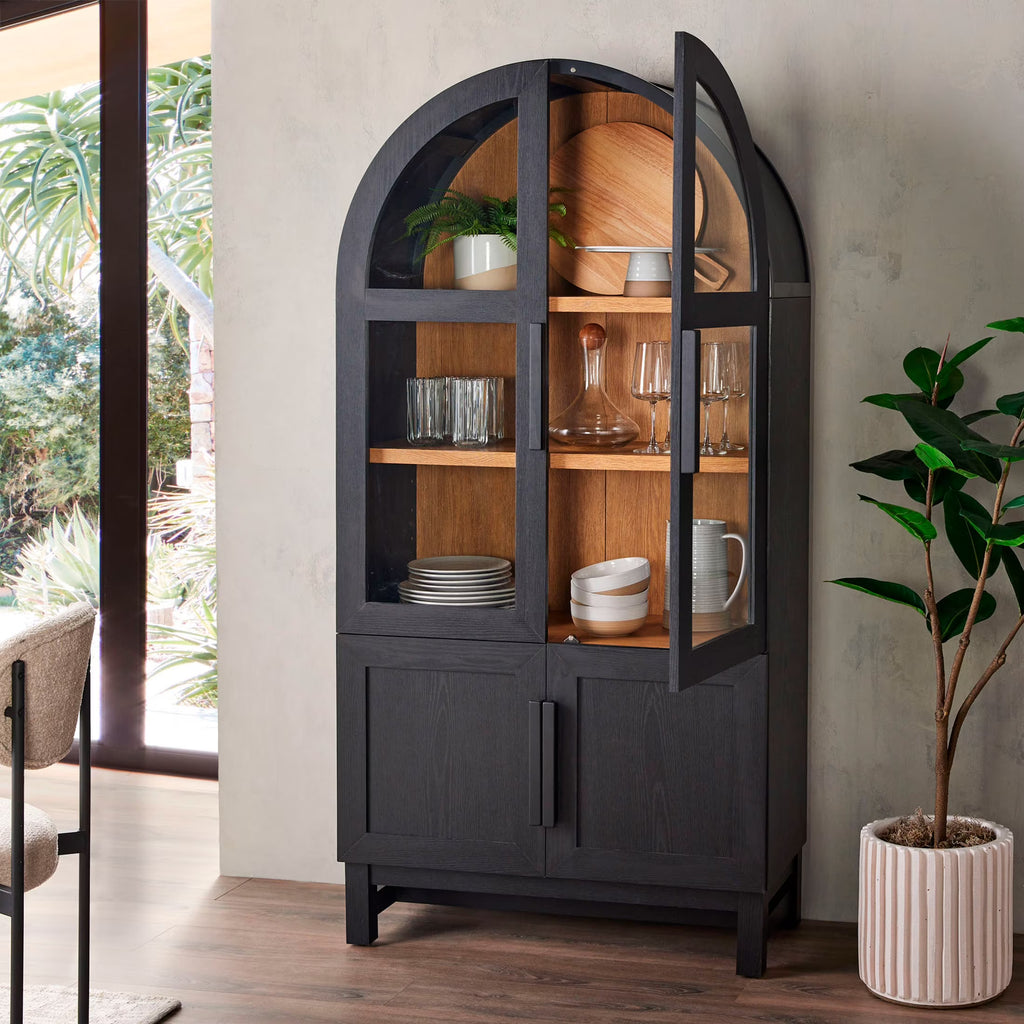 Better Homes & Gardens Juliet Kitchen Rounded Arch Cabinet, Rich Black - image 1