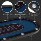 Costway Foldable, USB Ports, LED Lights 10 Player Poker Table, Blue/Black - image 10
