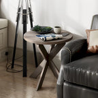 COZAYH Set of 2 Rustic Farmhouse End Tables with Storage Shelf - Vintage Grey French Country Accent Side Tables - image 15