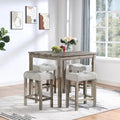 5-Piece Wood Dining Set: Square Table with 4 Upholstered Chairs - image 2
