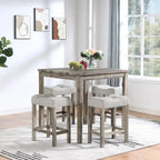 5-Piece Wood Dining Set: Square Table with 4 Upholstered Chairs - image 2