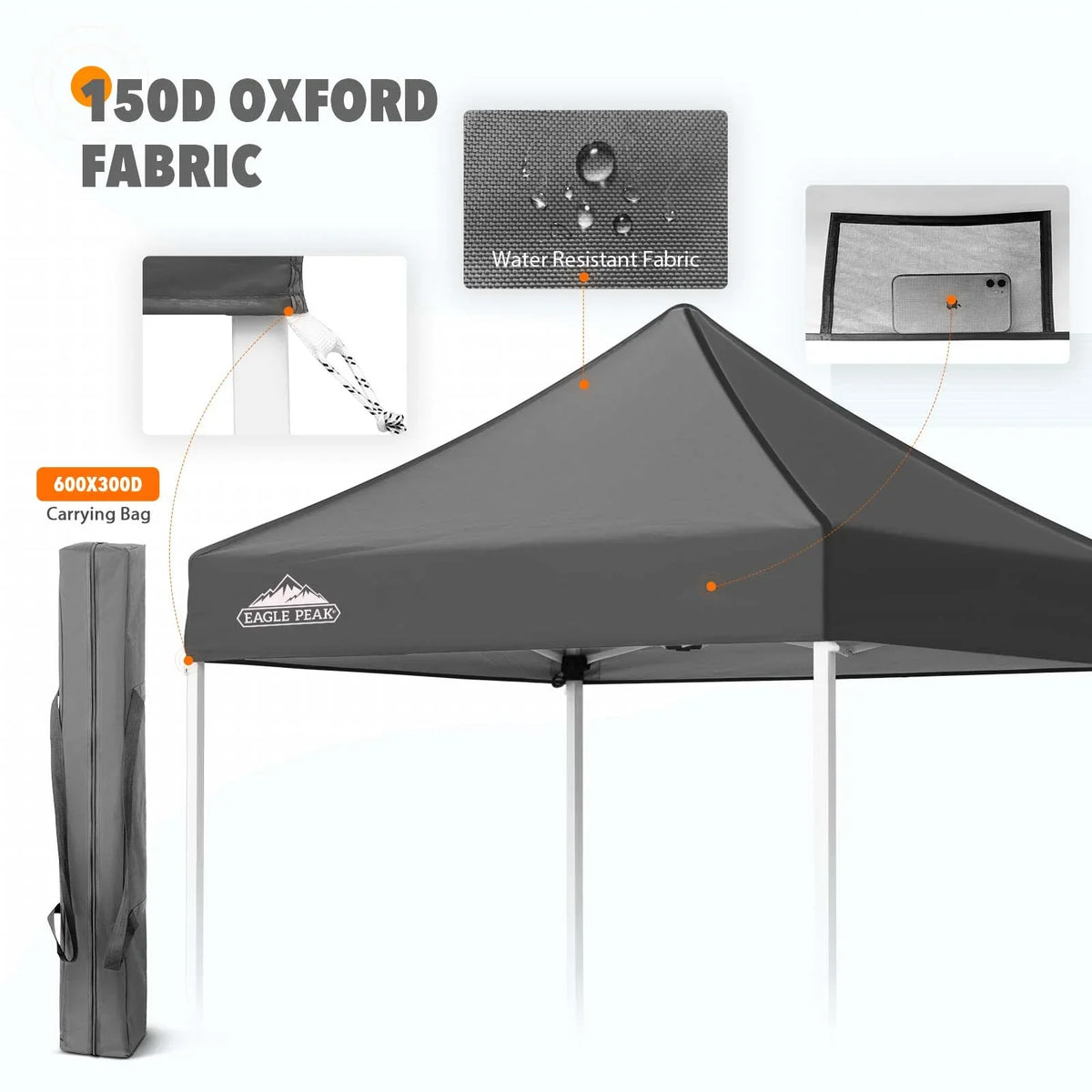 EAGLE PEAK 5x5 Pop up Canopy Tent Instant Outdoor Canopy Easy Set - up Straight Leg Folding Shelter（blue） - image 87