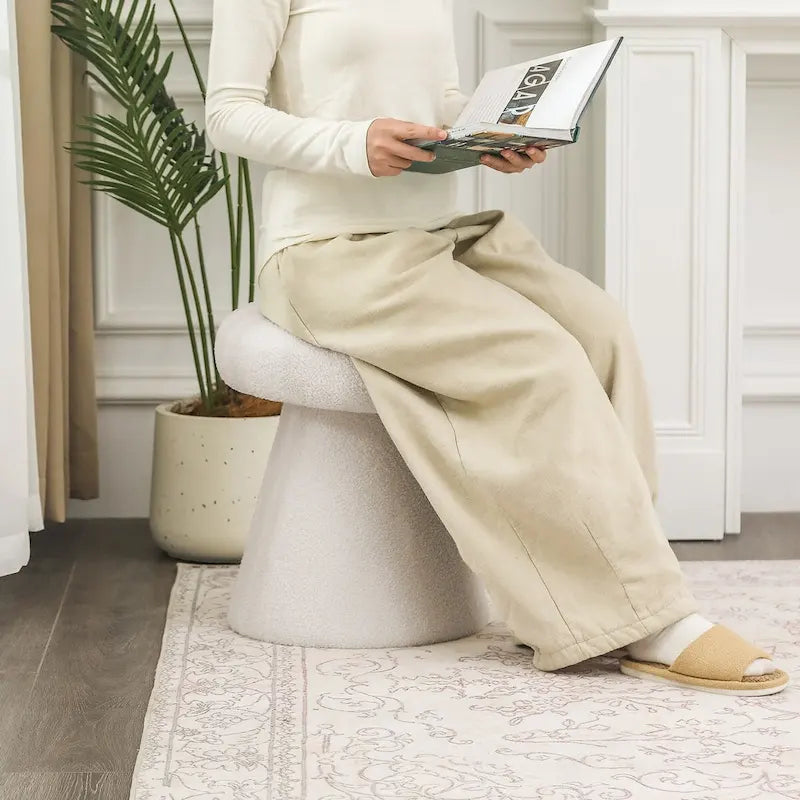 Adeco Large Soft Mushroom Ottoman - Versatile Foot Stool for Living Room and Bedroom - image 30