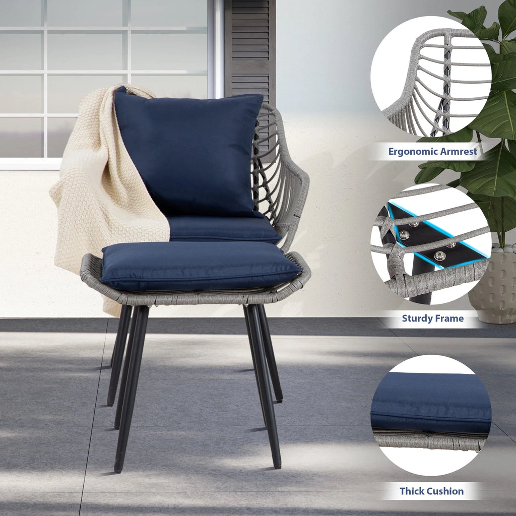 Ainfox 7 Pcs Outdoor Patio Furniture Sofa Set on Sale, Grey Rattan Grey Cushion - image 42